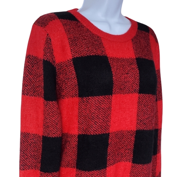 Old Navy plaid long-sleeve sweater with side slits / Women's XL Extra-Large - Picture 2 of 8